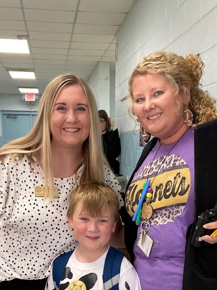 Ware Shoals Primary School Teacher and Student Pictured with Anderson University Student Teacher
