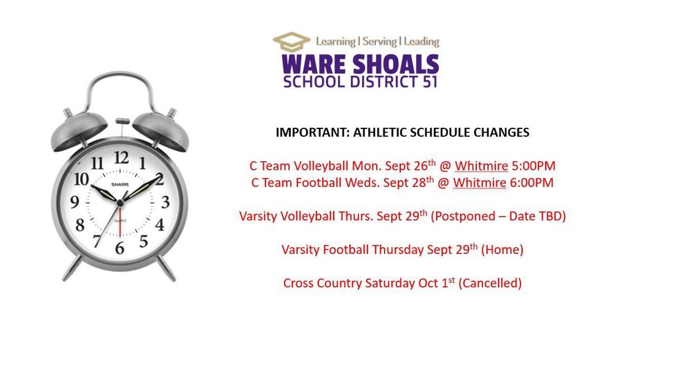 Athletic Schedule Change