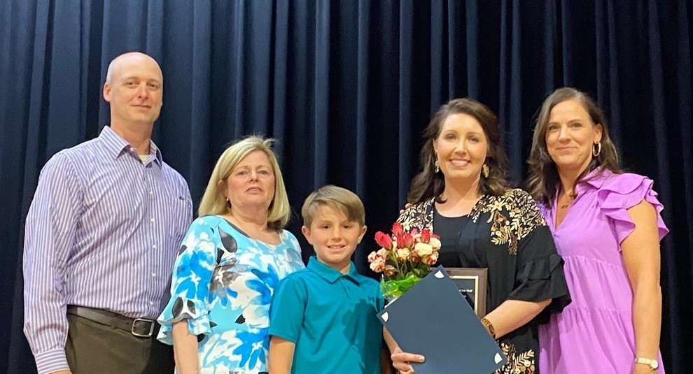 Mrs. Campbell pictured with Family, Matt Wiggins, and Laura Padgett